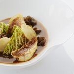 Fricassee van rode poon en escargots in een vleessausje