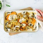 Lasagne met zoete aardappel, bloemkool en geitenkaas