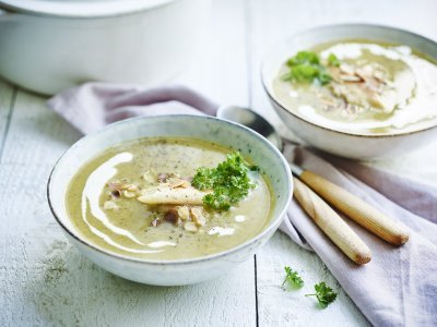 Broccolisoep met gerookte forel Broccolisoep met gerookte forel