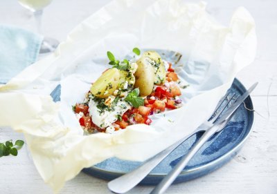 Papillot met vis en groenten Papillot met vis en groenten