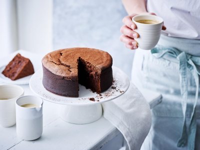 Chocoladecake met sausje van roodbruin bier Chocoladecake met sausje van roodbruin bier
