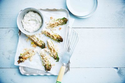 Gebakken little gem met Passendale-crumble Gebakken little gem met Passendale-crumble