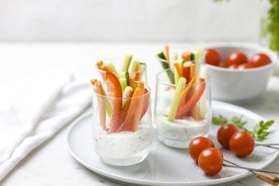 Groenten met dip van plattekaas Groenten met dip van plattekaas