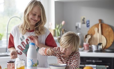 Kinderen bij het ontbijt