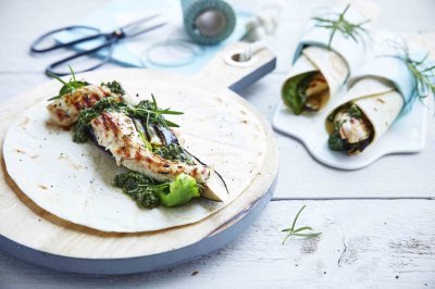 Wrap met konijn en amandelpesto Wrap met konijn en amandelpesto