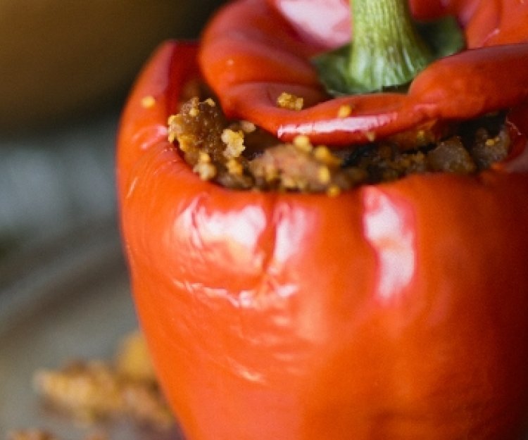 Vegetarisch gevulde paprika Vegetarisch gevulde paprika