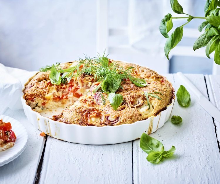 Hartige clafoutis met tarbot en kerstomaten 