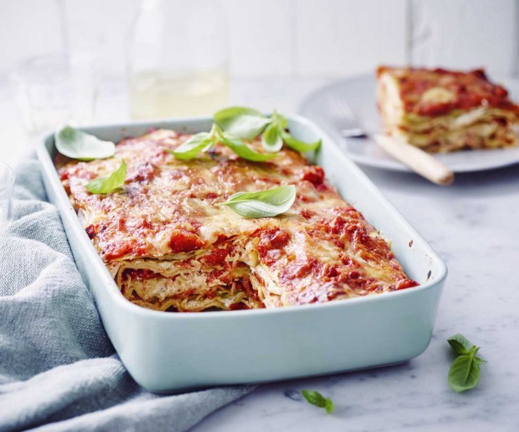 Lasagne au chou vert, ricotta et jambon fumé