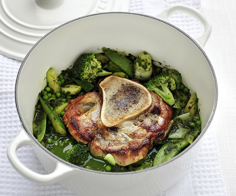 Jarret de veau (ossobuco) aux légumes verts Jarret de veau (ossobuco) aux légumes verts
