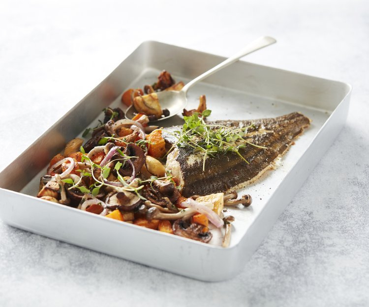 Pladijs met gegrilde groenten Pladijs met gegrilde groenten