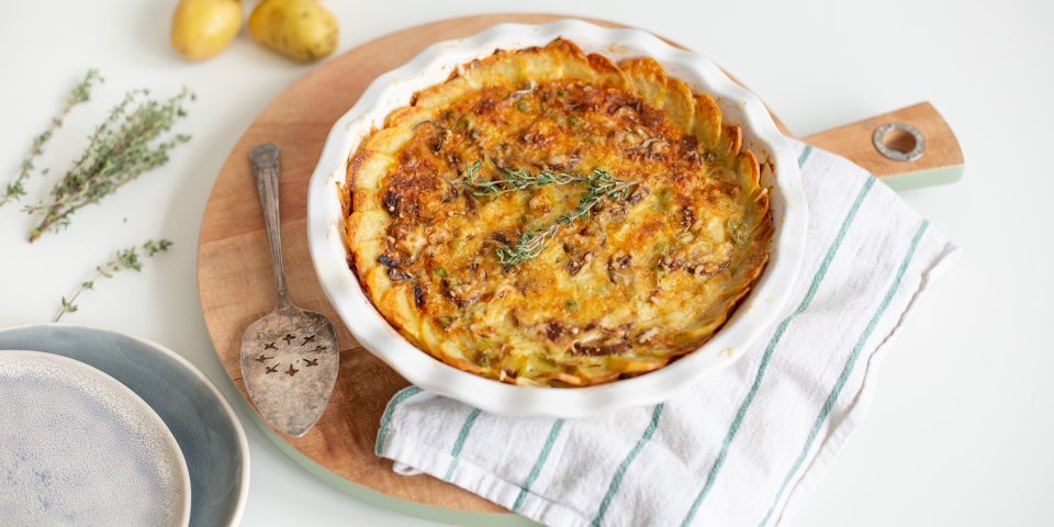 Quiche met aardappel en spinazie