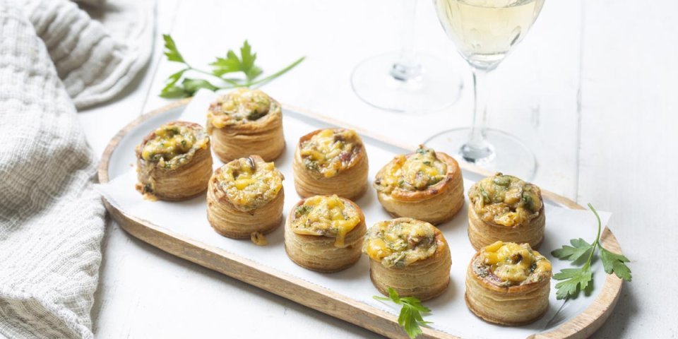 Mini bouchées au Passendale, champignons et lard