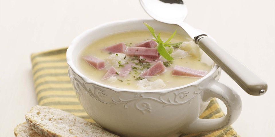 Soupe de chou-fleur au jambon cuit