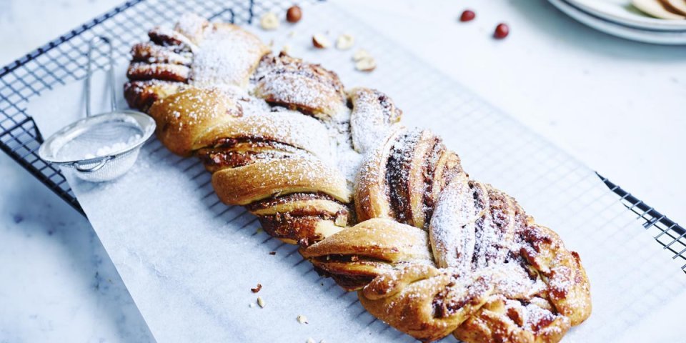 Chocolade twistbrood met hazelnoten