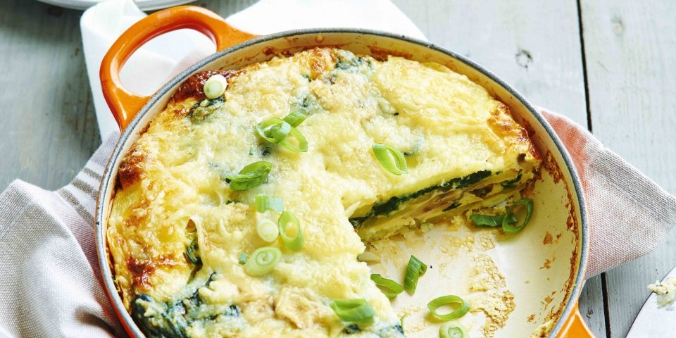 Frittata et épinards frais