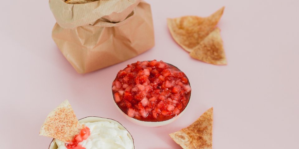 Fruitsalsa met yoghurt Fruitsalsa met yoghurt