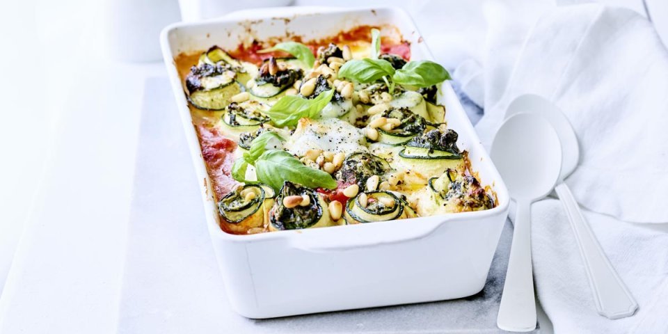Gevulde courgetterolletjes uit de oven Gevulde courgetterolletjes uit de oven