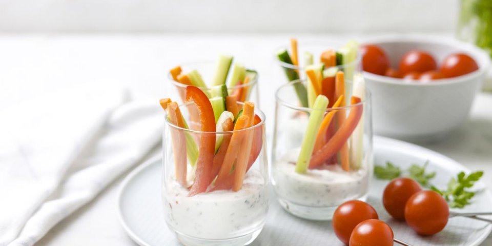 Groenten met dip van plattekaas Groenten met dip van plattekaas
