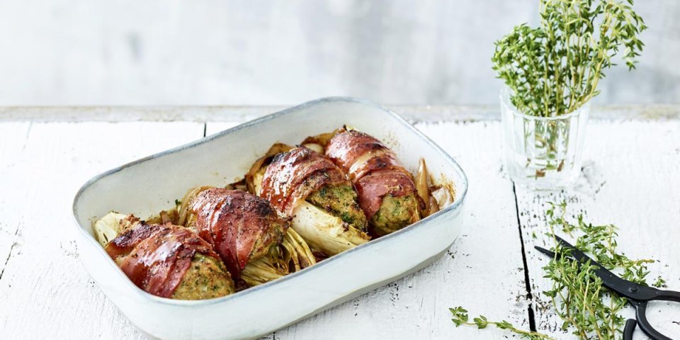 Chicons à la liégeoise, farcis au haché et lard