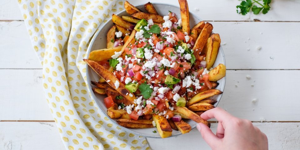 Wedges uit de oven met tomatensalsa Wedges uit de oven met tomatensalsa