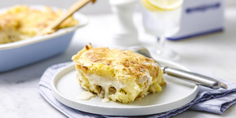 Gratin de chou-fleur, pommes de terre et haché