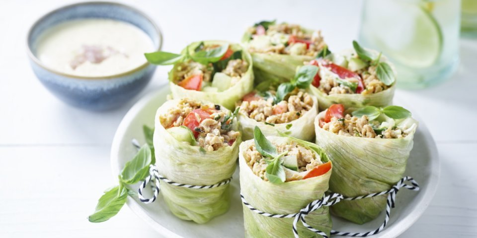 Slawraps met kippengehakt Slawraps met kippengehakt