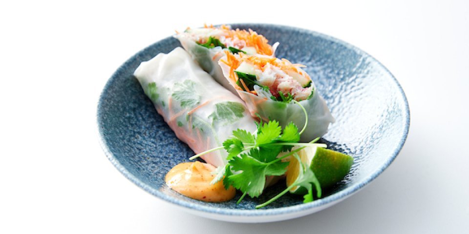Springrolls van Noordzeekrab Springrolls van Noordzeekrab