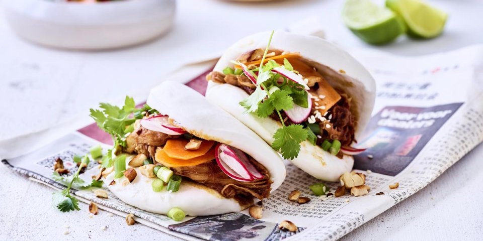 Steamed buns met pulled pork