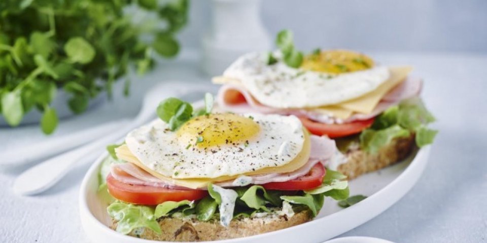 Tartines au jambon, fromage et mayonnaise au persil