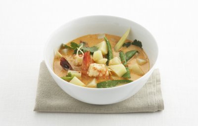 Aardappelcurry met tijgergarnalen