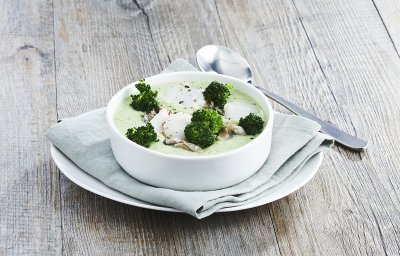 Broccoliroomsoep met oesters en sint-jakobsvruchten