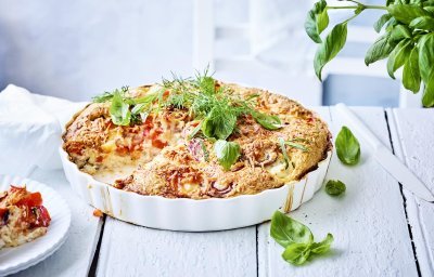 Hartige clafoutis met tarbot en kerstomaten 