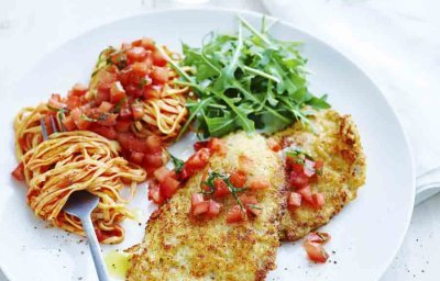 Kalfslapjes alla Milanese met tomatensalsa