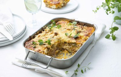 Lasagne met witloof, pompoen en gehakt