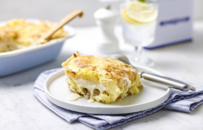 Ovenschotel met bloemkool, aardappel en gehakt