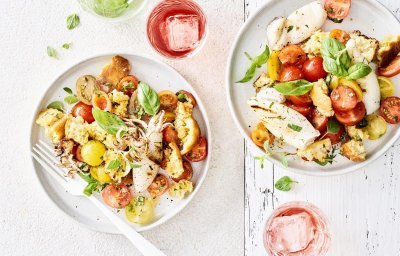 Panzanella met gegrilde pijlinktvis