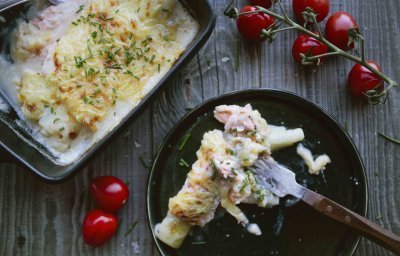 Preirolletjes met zalm in de oven