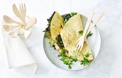 Tortilla met gestoofde savooi en gegrilde boerenkool met Brugge Blomme