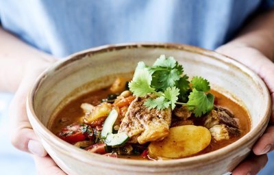 Viscurry met krieltjes en paksoi