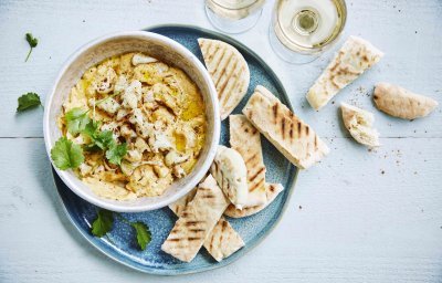 Hummus van bloemkool en zoete aardappel